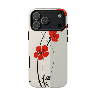 Beige Tough 2.0 Magsafe Phone Case for iPhone - Scarlet Ink Petals
