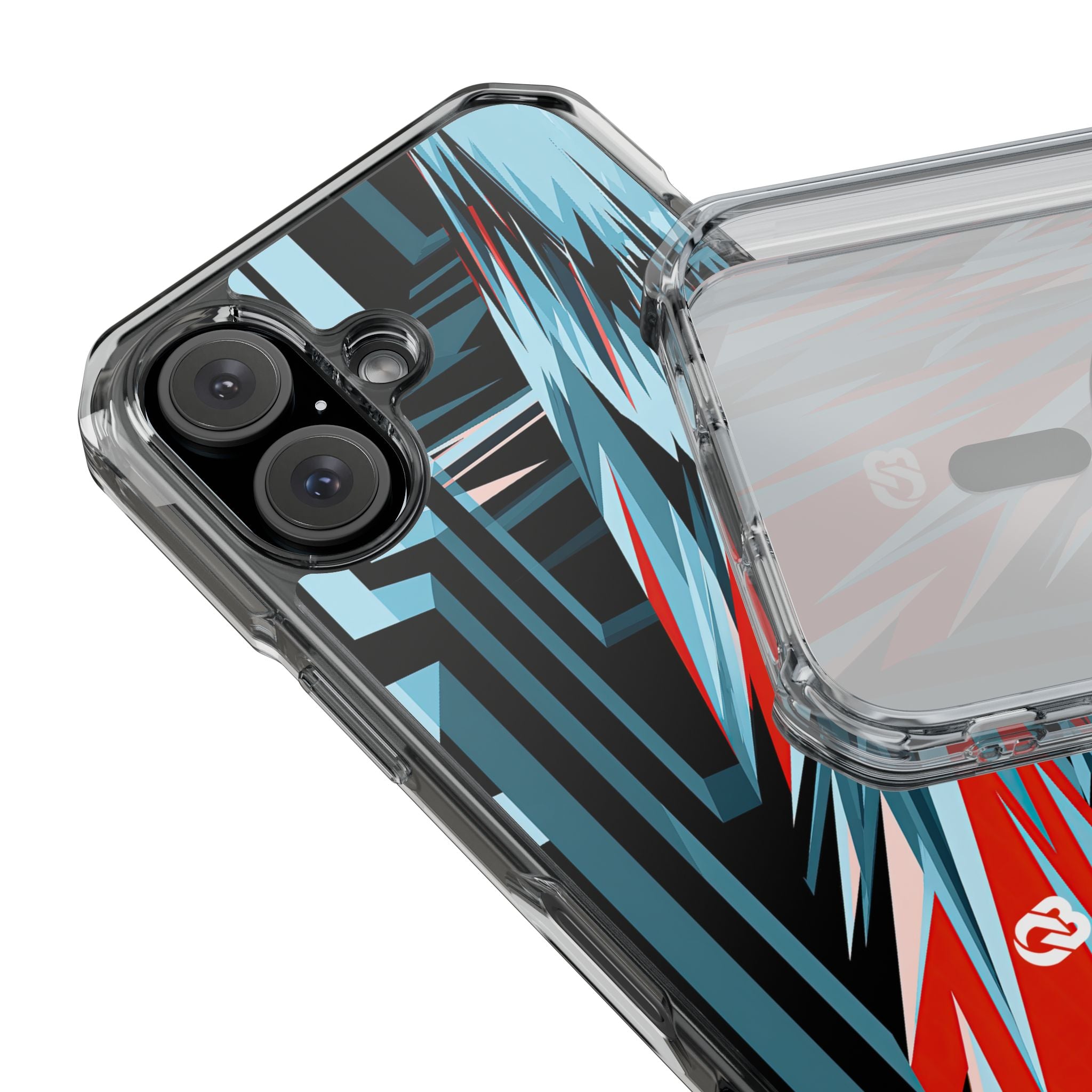 Blue Impact MagSafe Phone Case for iPhone - Glitch Peak Cyan
