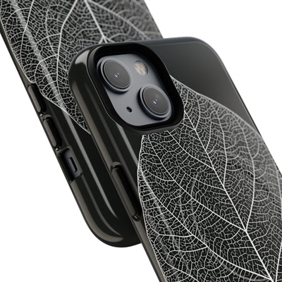 Black Tough 2.0 Magsafe Phone Case for iPhone - Bleached Leaf Lattice