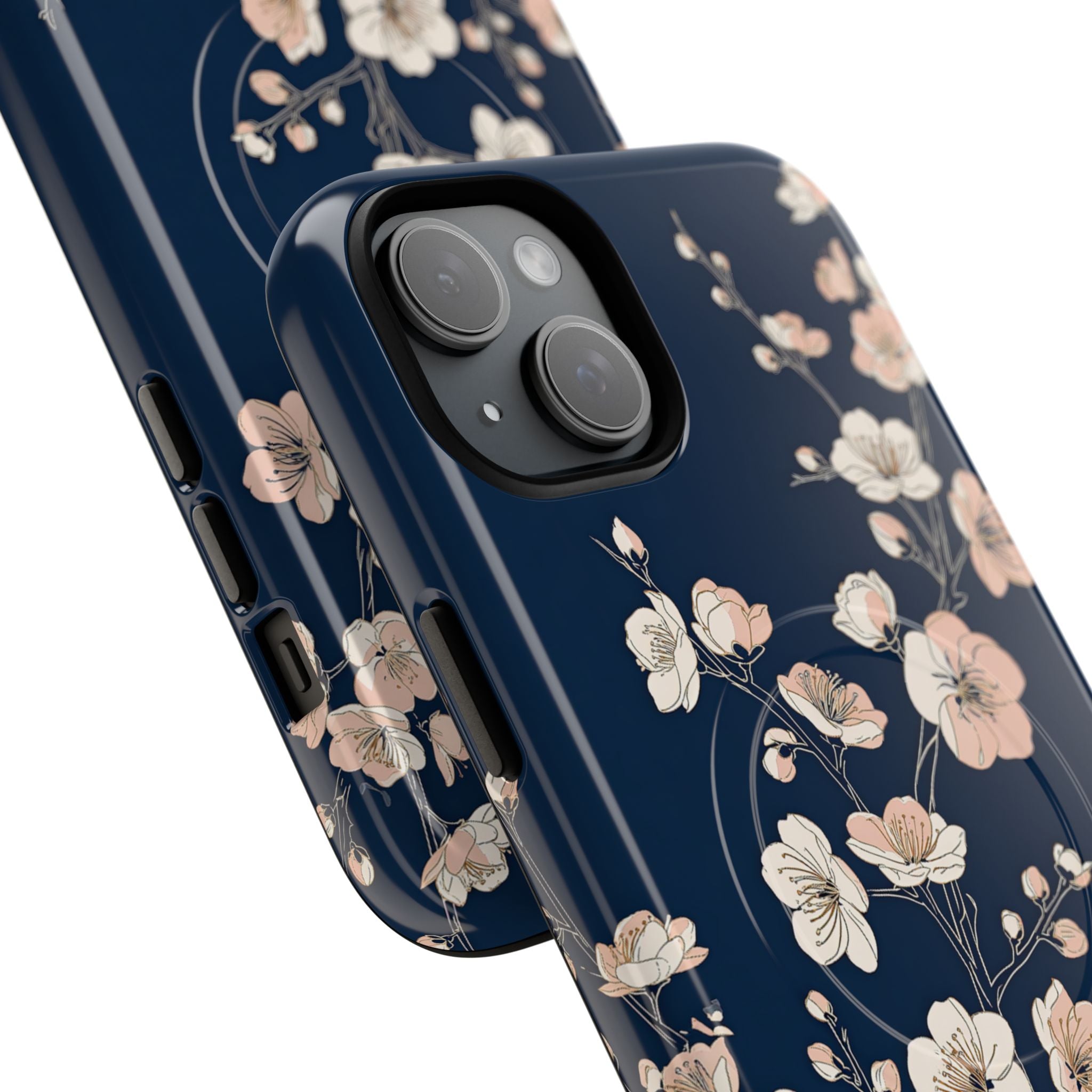 Blue Tough 2.0 Magsafe Phone Case for iPhone - Midnight Peach Sakura