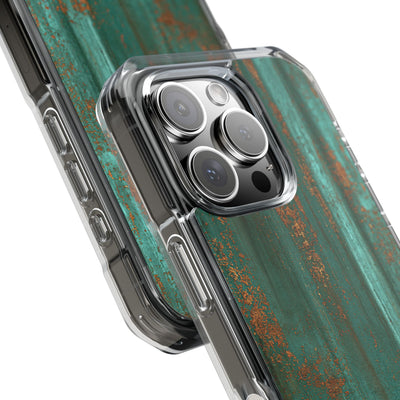 Teal Impact MagSafe Phone Case for iPhone - Verdigris Copper Siding