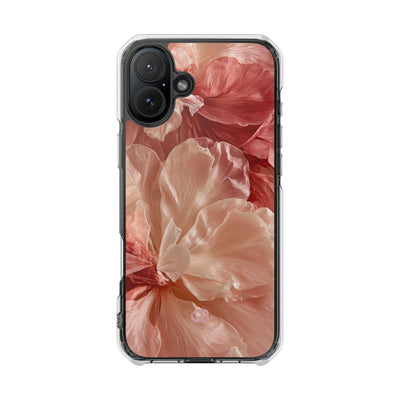 Blush Silk Bloom · Clear Impact Magnetic Phone Case for iPhone · Pink