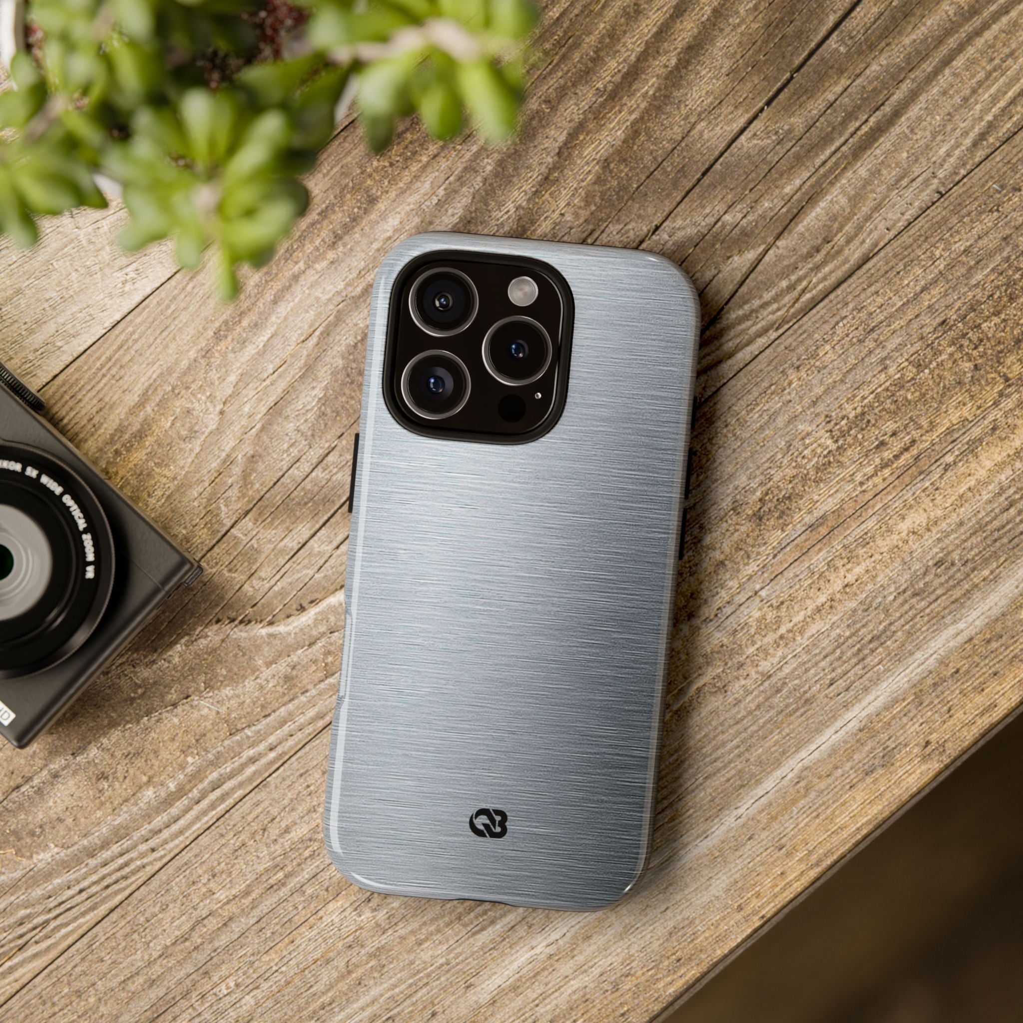 Silver Tough Phone Case for iPhone - Satin Chrome Grain