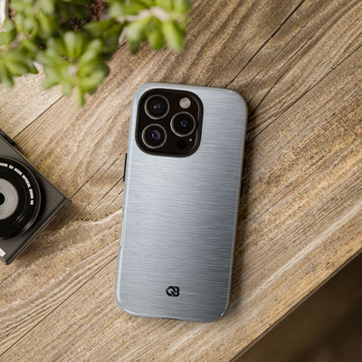 Silver Tough Phone Case for iPhone - Satin Chrome Grain