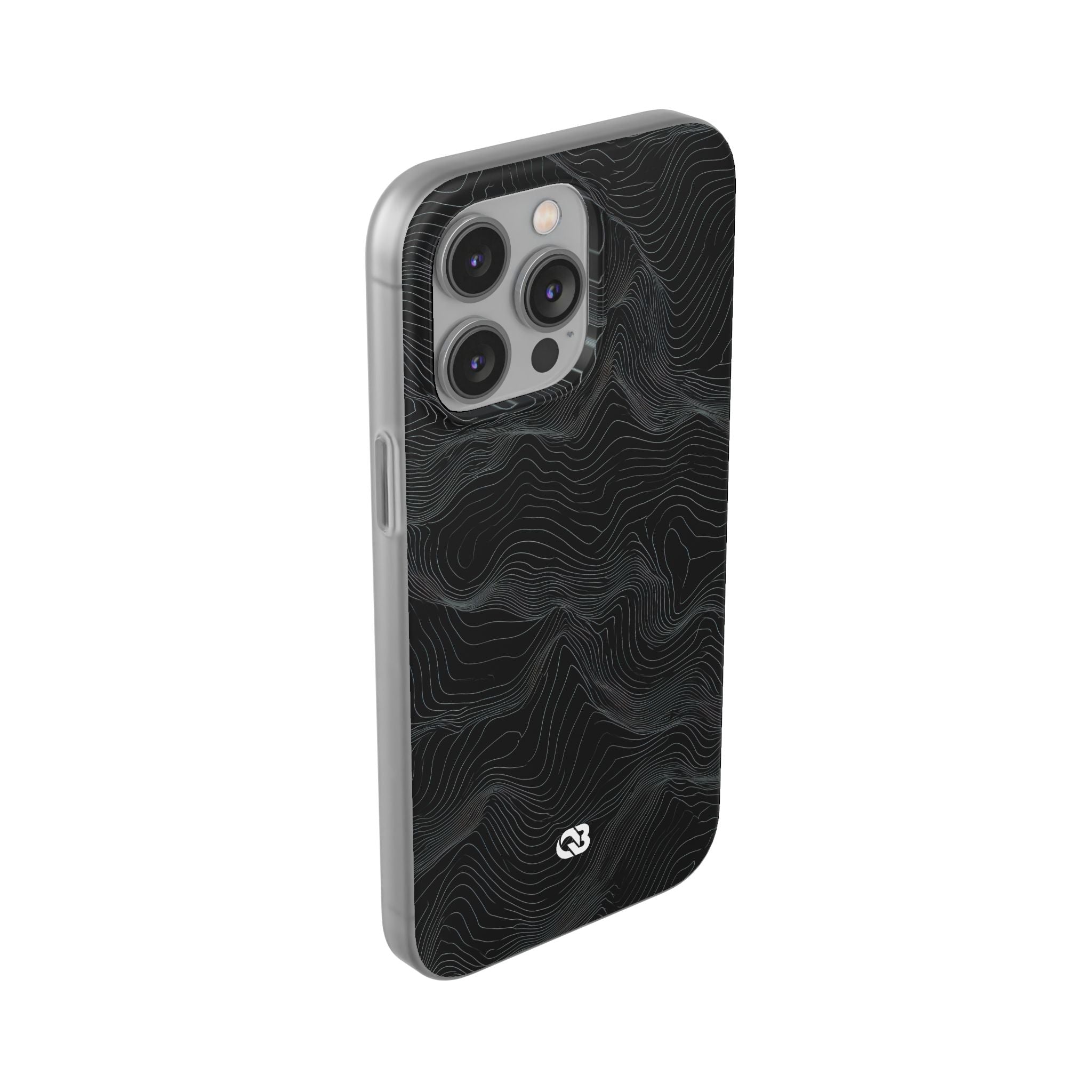 Black Lite Phone Case for iPhone - Obsidian Topo Wireframe