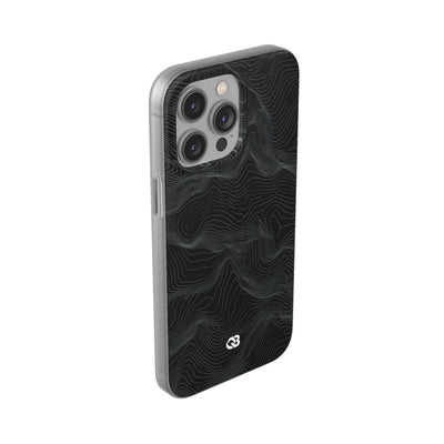 Black Lite Phone Case for iPhone - Obsidian Topo Wireframe