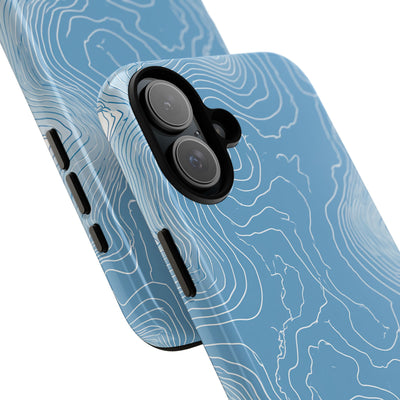 Blue Tough Phone Case for iPhone - Glacial Ridge Topo