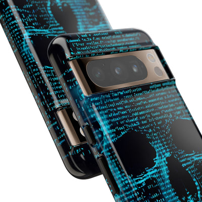 Cyan Glitch Skull · Tough Phone Case for Google Pixel