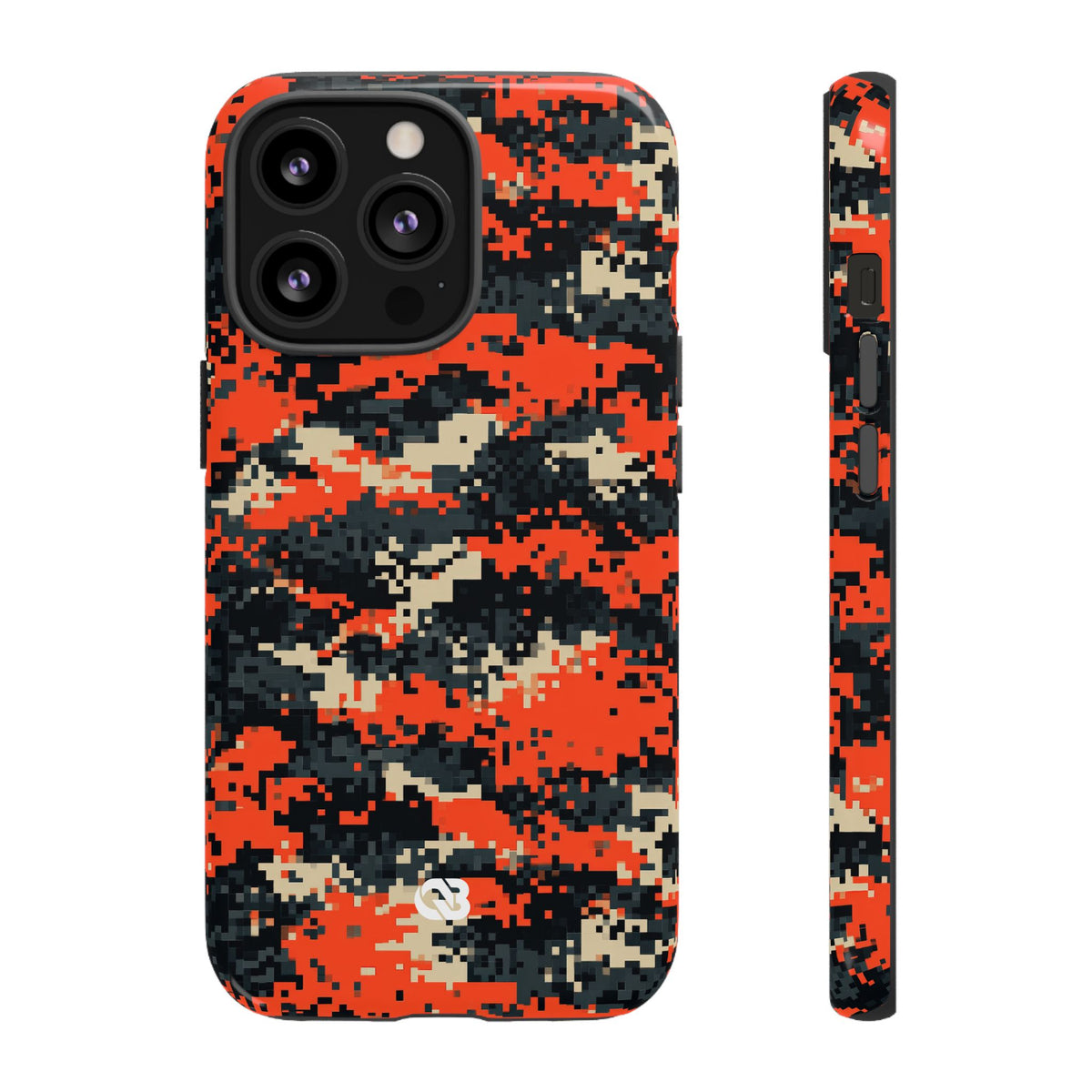 Signal Pixel Camo · Tough Phone Case for iPhone · Orange