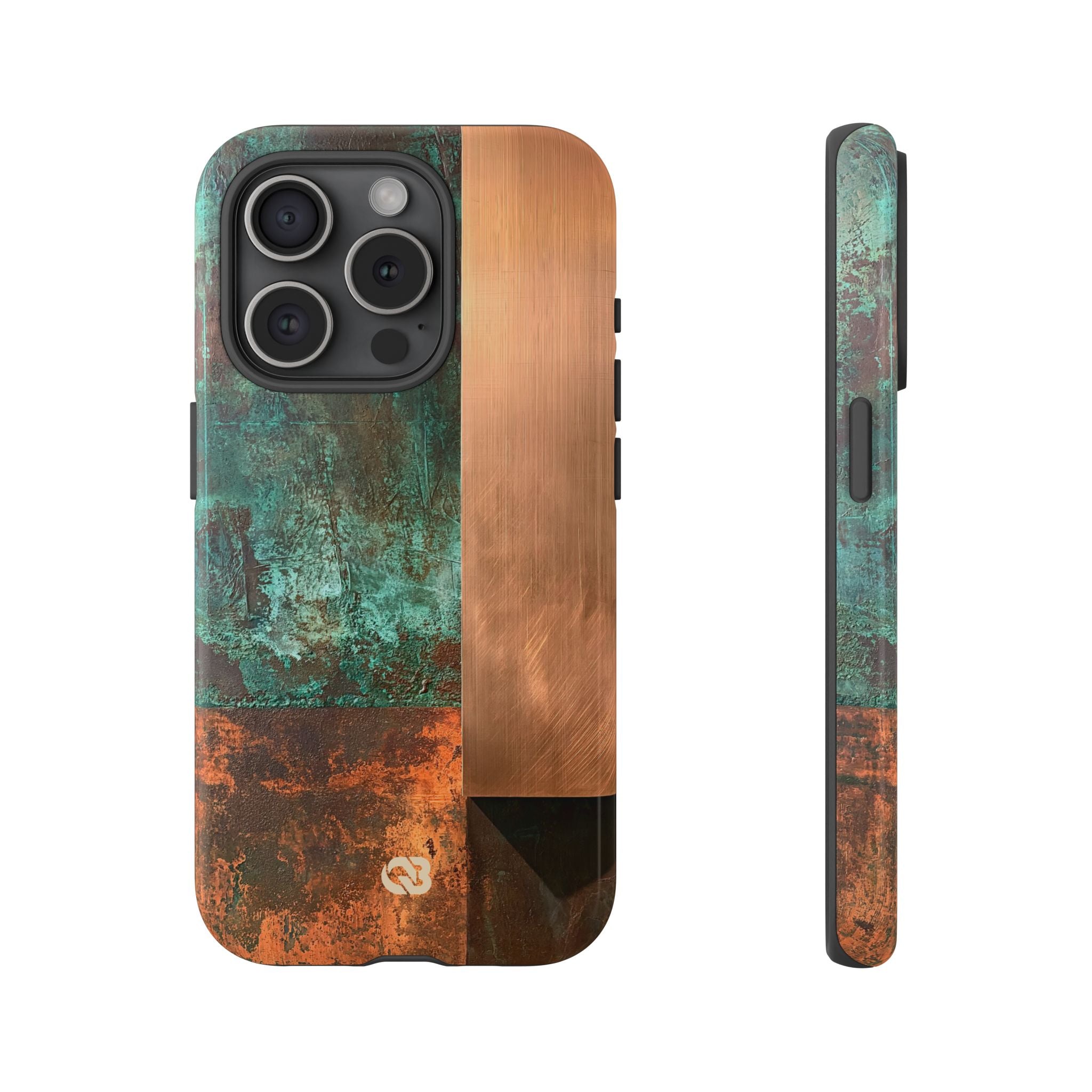 Teal Tough Phone Case for iPhone - Verdigris Copper Slab