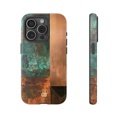 Teal Tough Phone Case for iPhone - Verdigris Copper Slab
