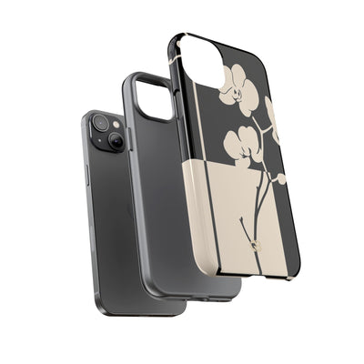 Beige Tough Phone Case for iPhone - Nocturnal Orchid Frame