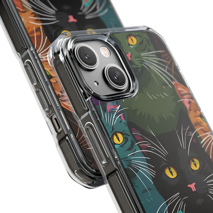 Teal Cat Grid iPhone 14 Case - Impact