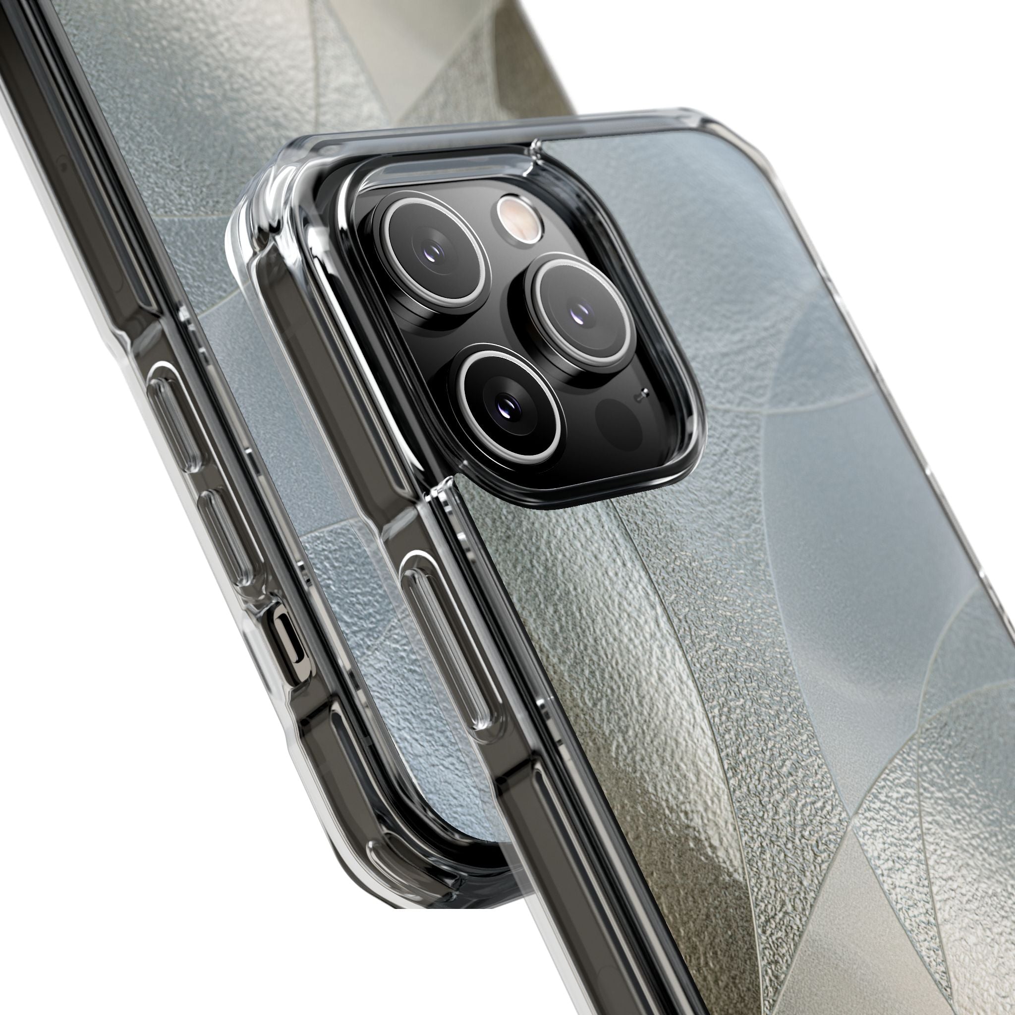 Silver Impact MagSafe Phone Case for iPhone - Frosted Silver Mosaic