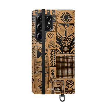 Celestial Faces Brown - Samsung S25 Ultra Case - Wallet