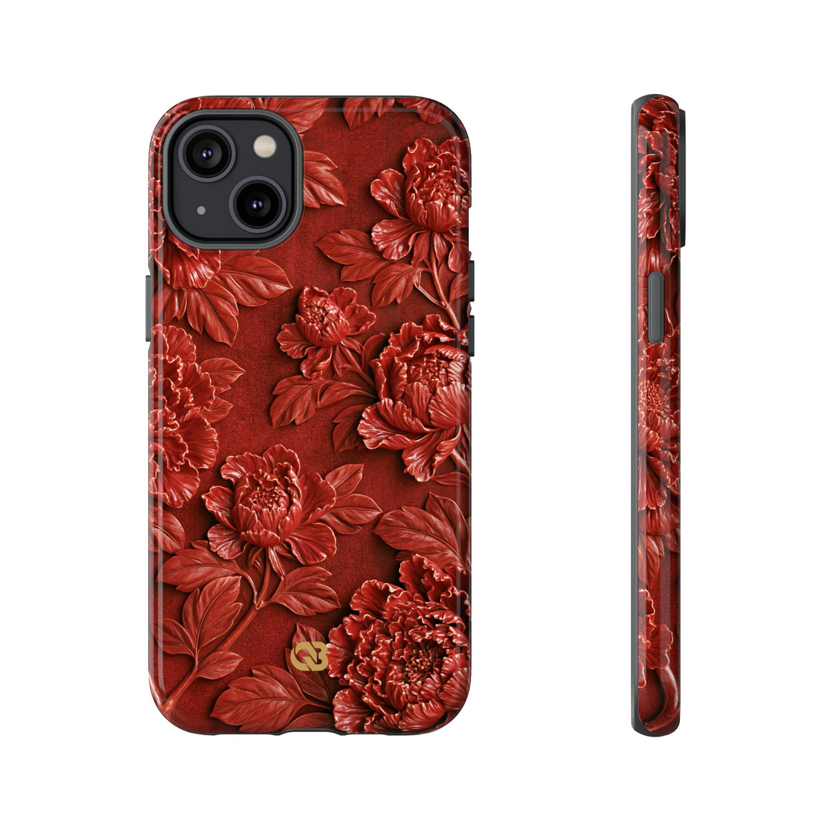Cinnabar Peony Relief · Tough Phone Case for iPhone · Red