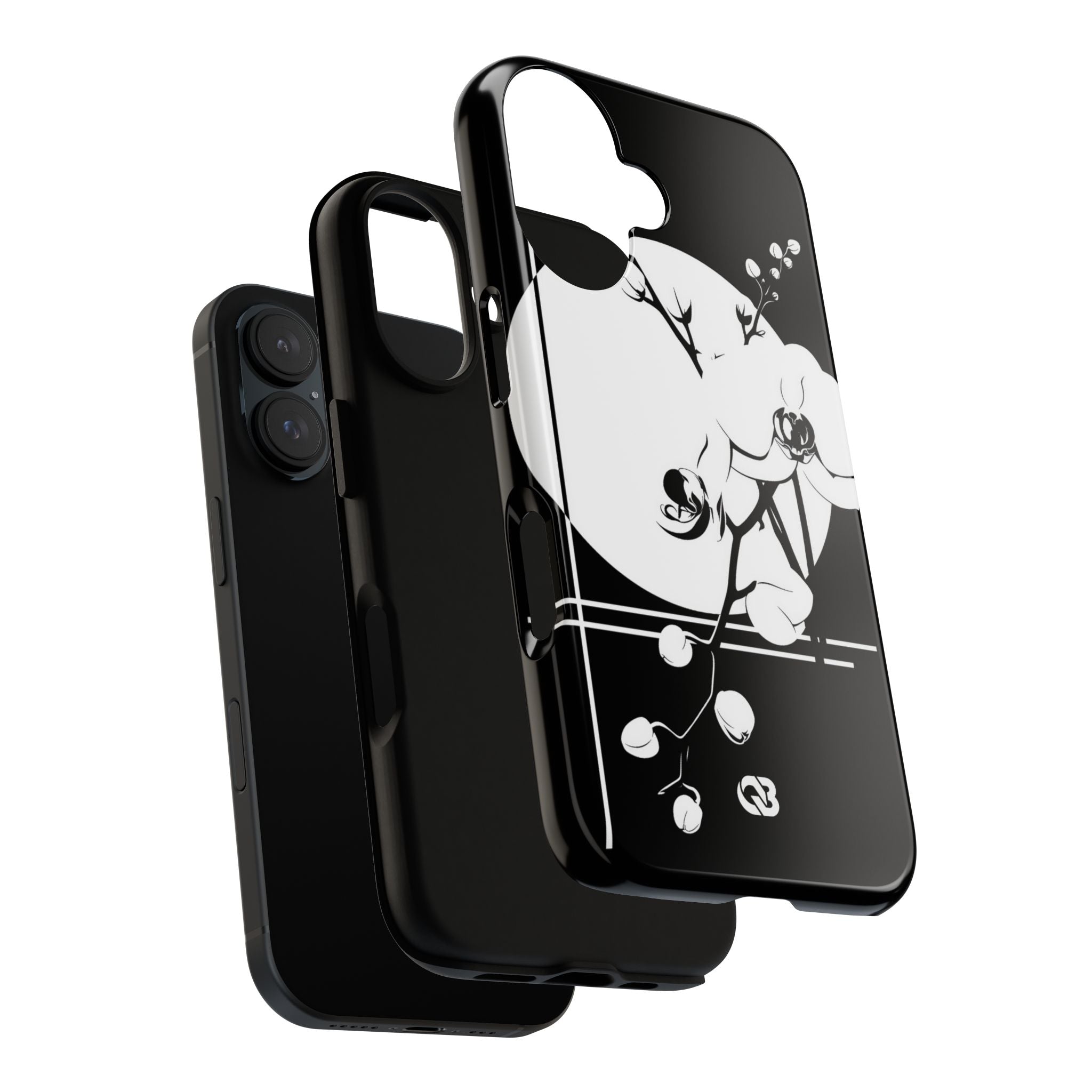 Black Tough Phone Case for iPhone - Lunar Orchid Grid