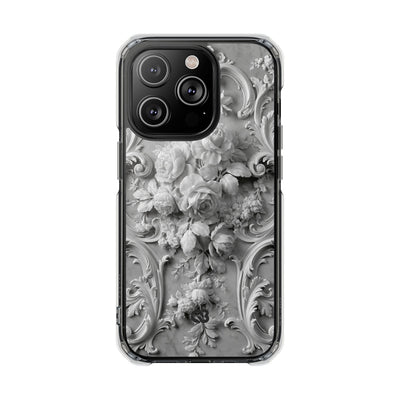 Rococo Marble Rose · Clear Impact Magnetic Phone Case for iPhone · White