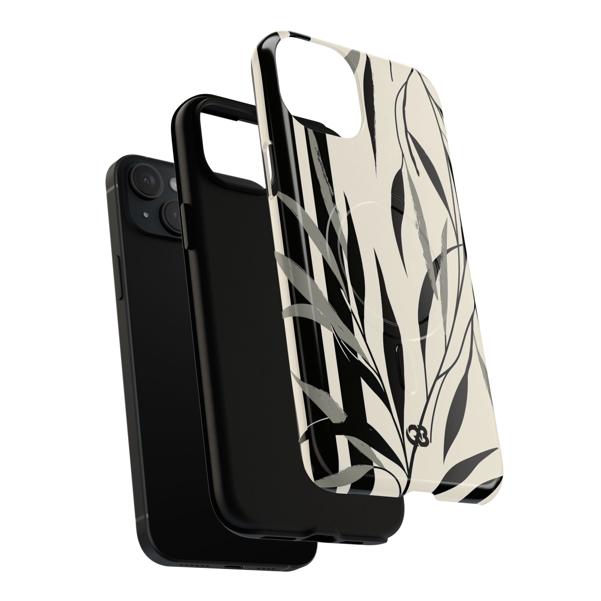 Beige Tough 2.0 Magsafe Phone Case for iPhone - Soot Leaf Sketch