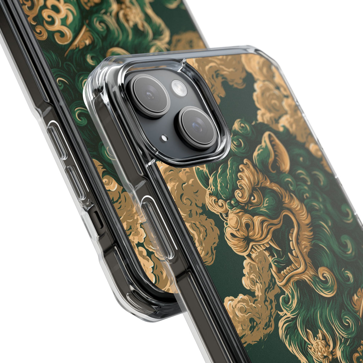 Imperial Guardian Lion · Clear Impact Magnetic Phone Case for iPhone · Green