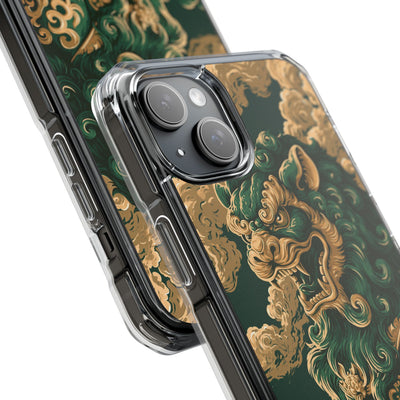 Imperial Guardian Lion · Clear Impact Magnetic Phone Case for iPhone · Green