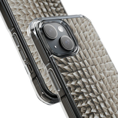 Beige Impact MagSafe Phone Case for iPhone - Bone Spiked Grid