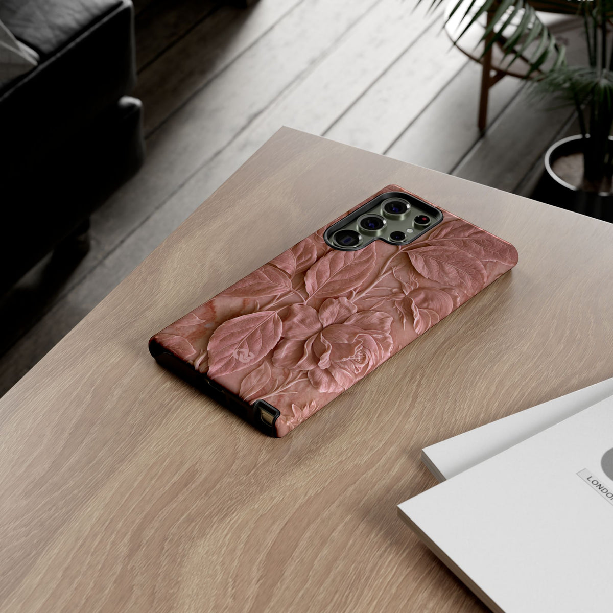 Blush Rose Relief · Tough Phone Case for Samsung · Pink