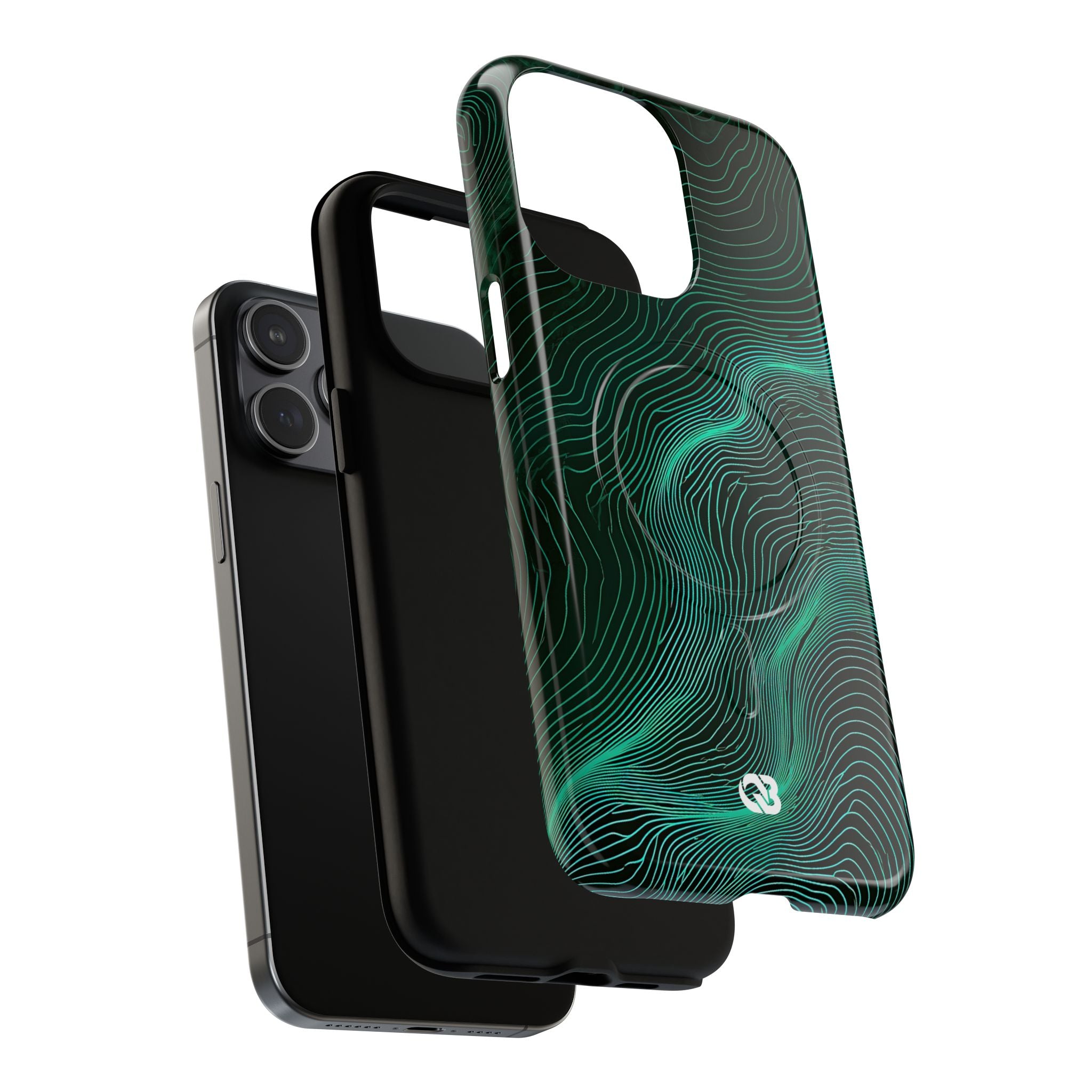 Teal Tough 2.0 Magsafe Phone Case for iPhone - Neon Jade Contour