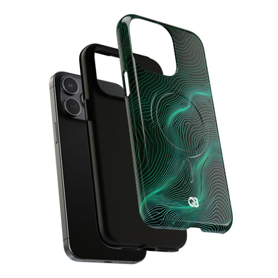 Teal Tough 2.0 Magsafe Phone Case for iPhone - Neon Jade Contour