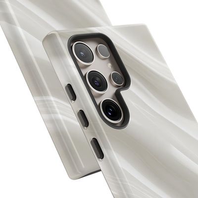 White Tough Phone Case for Samsung - Polished Ivory Wave