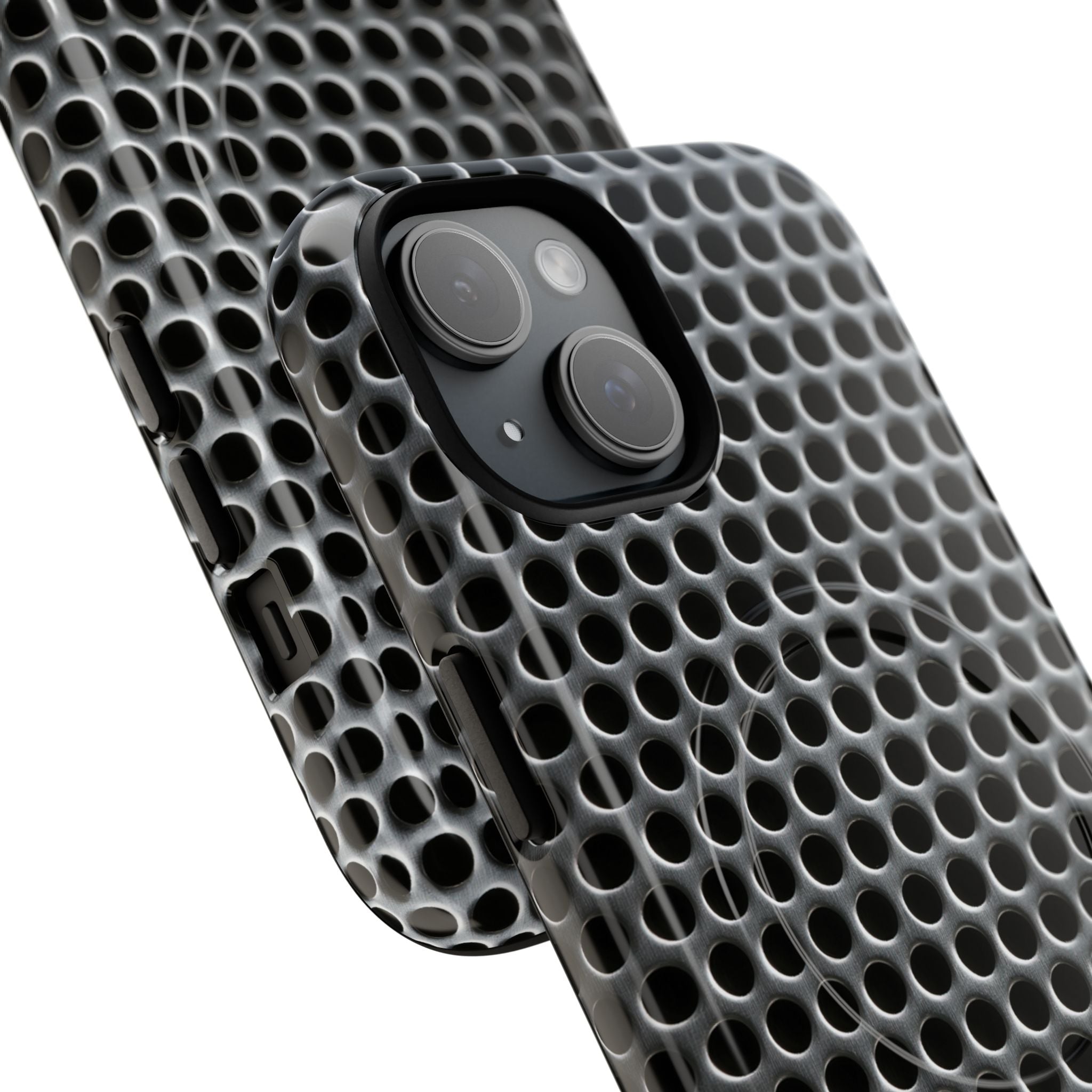 Silver Tough 2.0 Magsafe Phone Case for iPhone - Brutalist Steel Mesh
