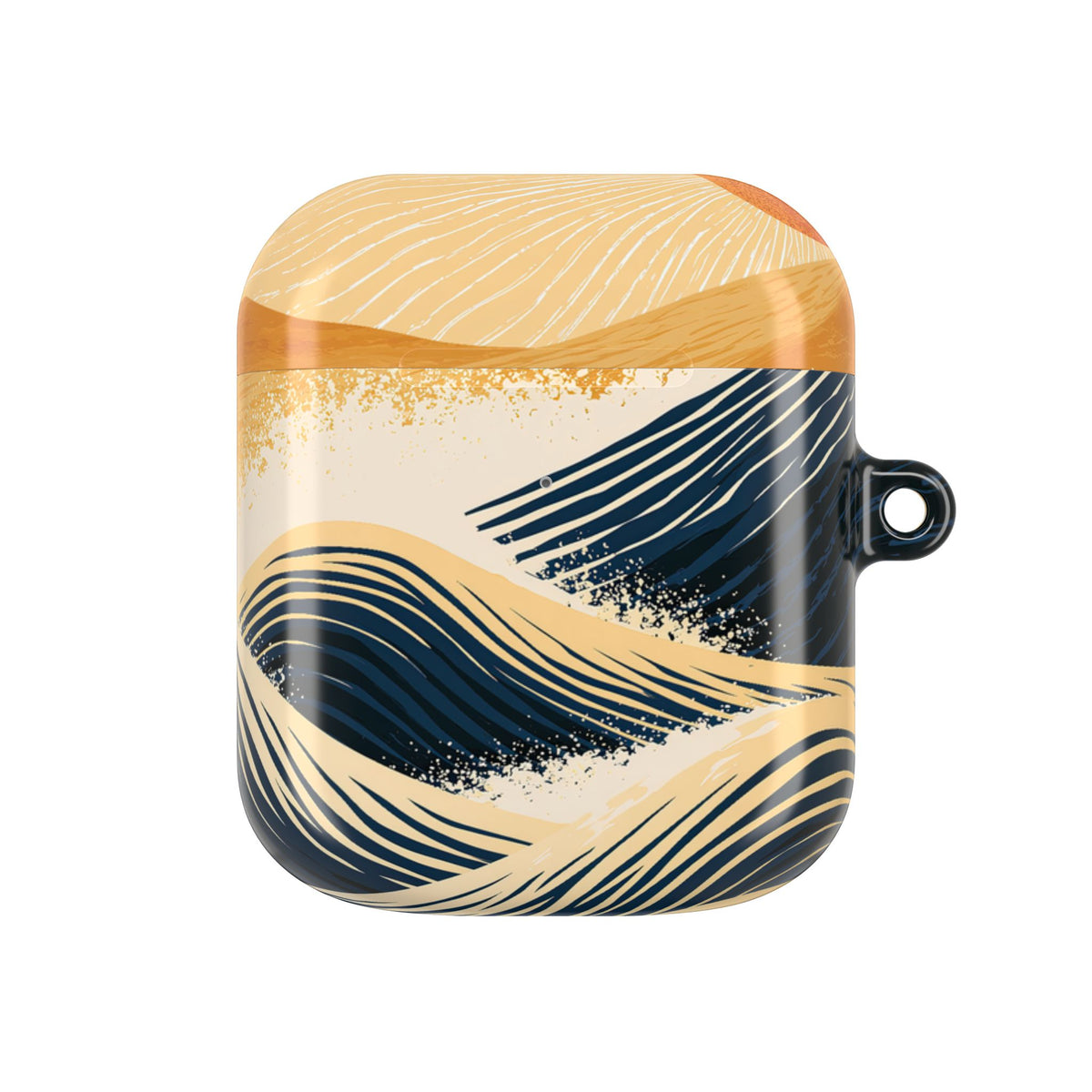 Golden Horizon Waves · Hard Case for AirPods & AirPods Pro · Blue