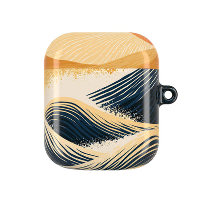 Golden Horizon Waves · Hard Case for AirPods & AirPods Pro · Blue