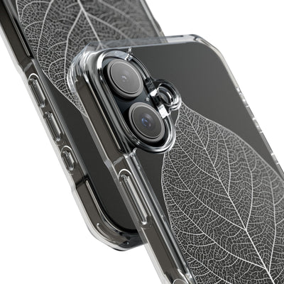 Black Impact MagSafe Phone Case for iPhone - Bleached Leaf Lattice