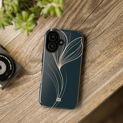 Teal Tough Phone Case for iPhone - Sandstone Silk Flora