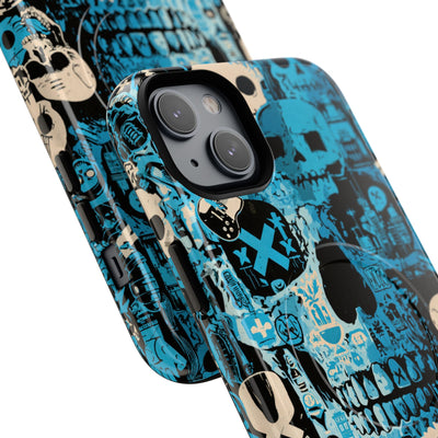 Electric Skull Graffiti · Tough 2.0 Magnetic Phone Case for iPhone · Blue