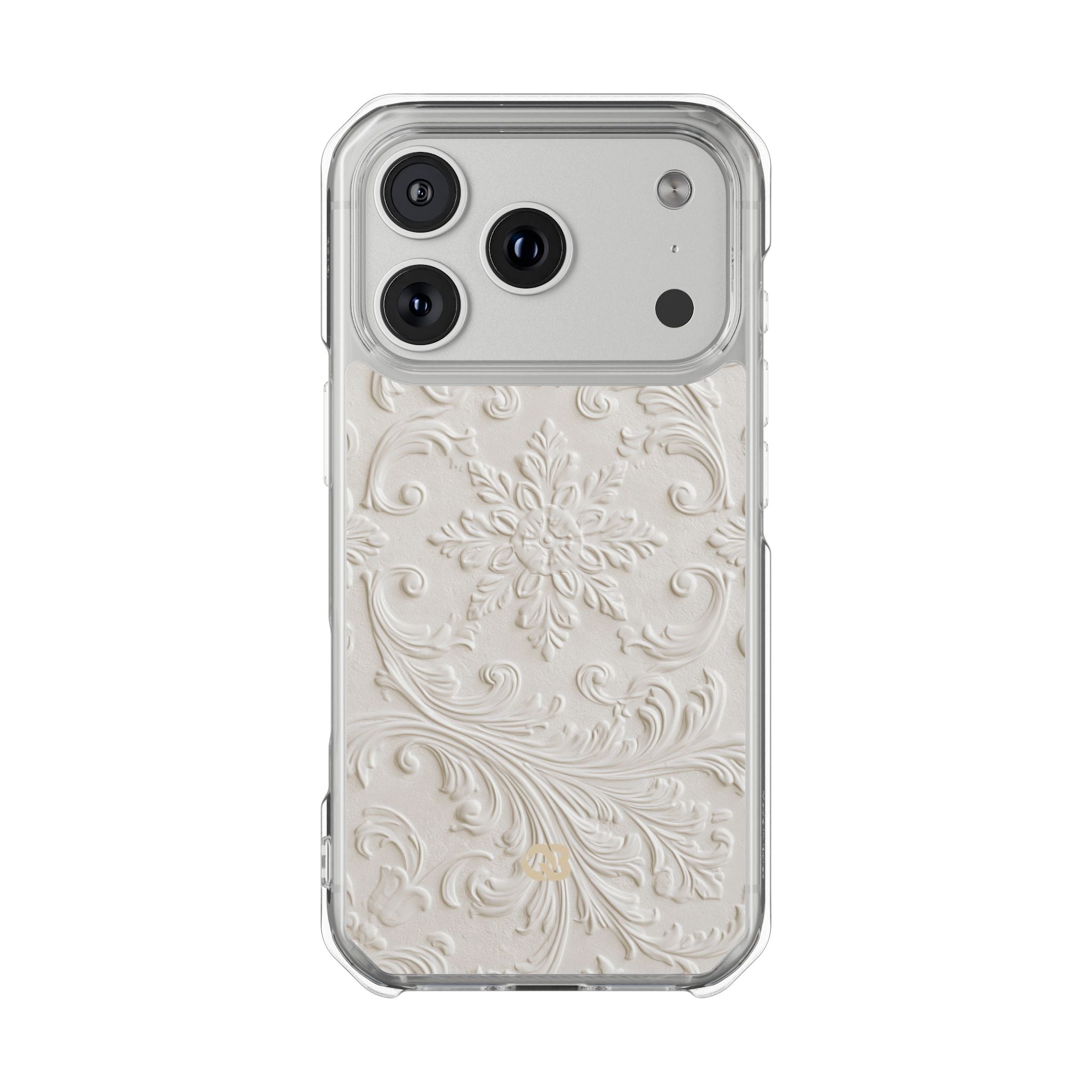 White Impact MagSafe Phone Case for iPhone - Alabaster Floral Relief
