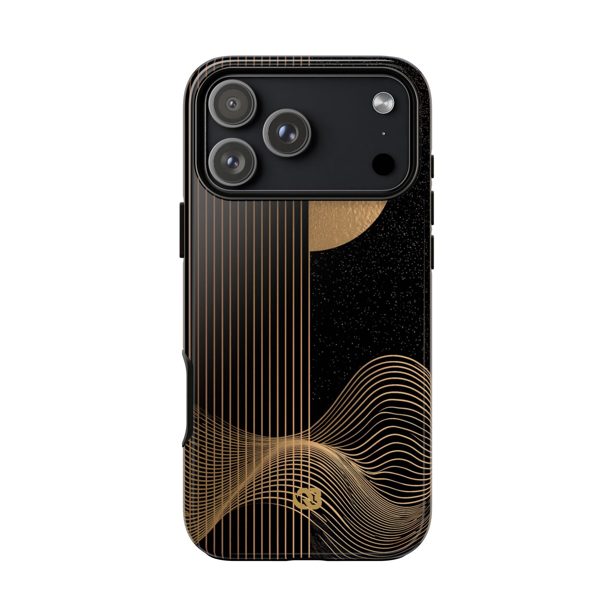 Gold Tough Phone Case for iPhone - Gilded Obsidian Dunes