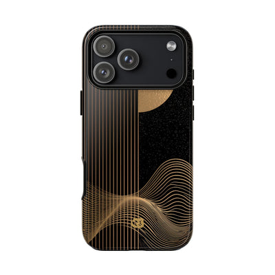 Gold Tough Phone Case for iPhone - Gilded Obsidian Dunes