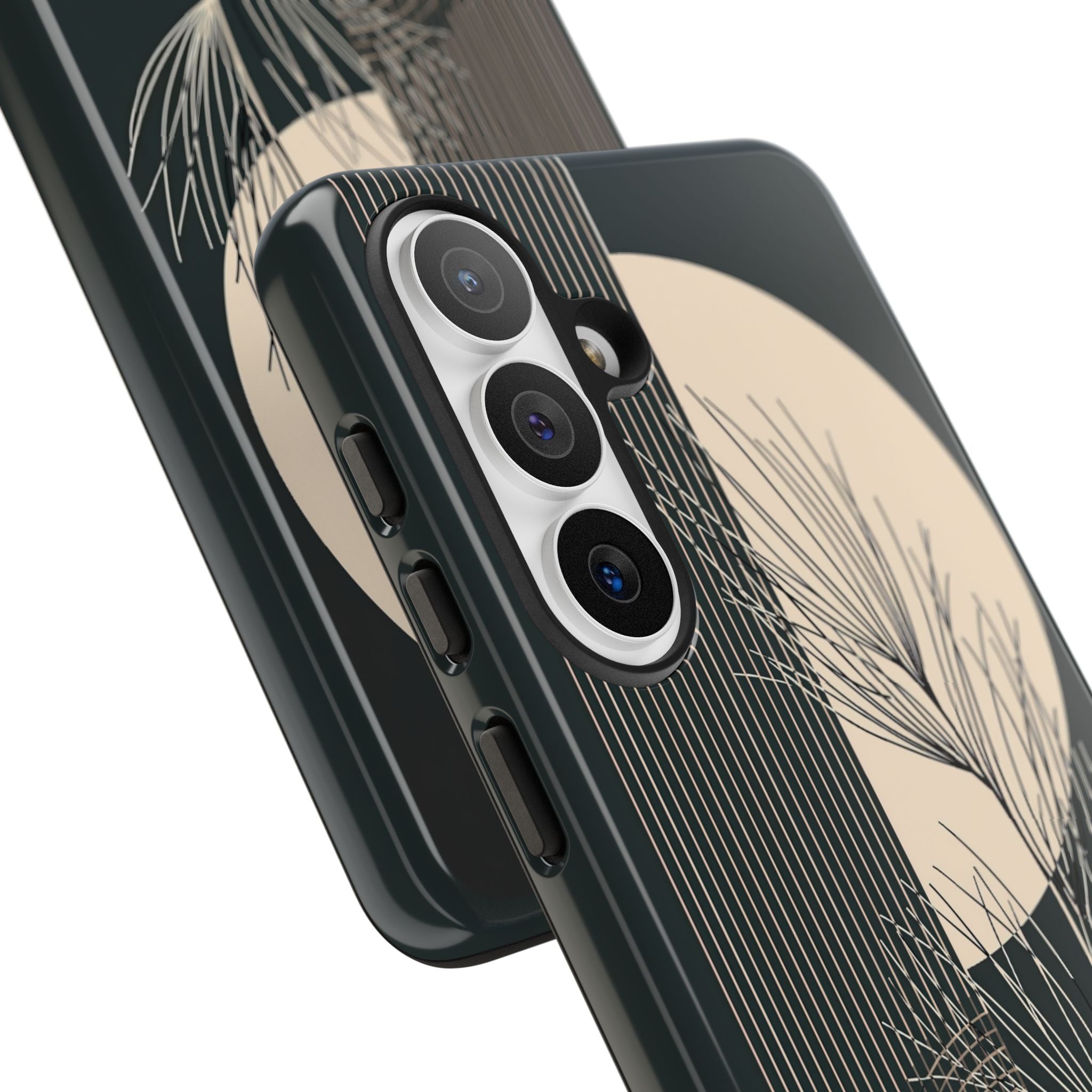 Black Tough Phone Case for Samsung - Obsidian Sand Willow