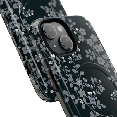 Black Tough 2.0 Magsafe Phone Case for iPhone - Midnight Slate Blossom
