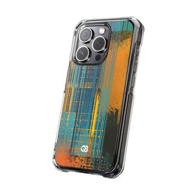 Cyber Glitch Stream · Clear Impact Magnetic Phone Case for iPhone · Teal