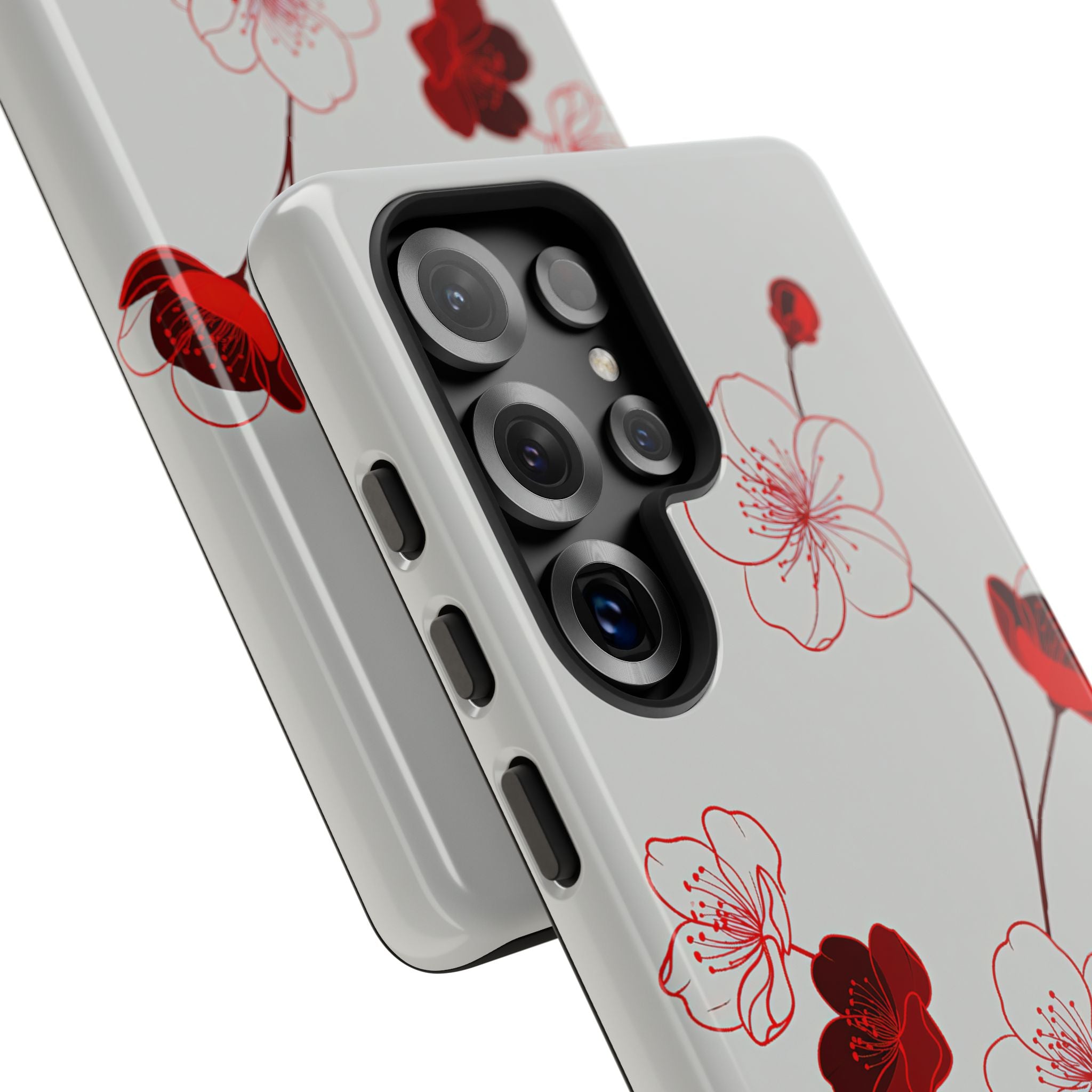 Red Tough Phone Case for Samsung - Kyoto Ember Bloom