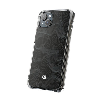 Black Impact MagSafe Phone Case for iPhone - Obsidian Topo Wireframe