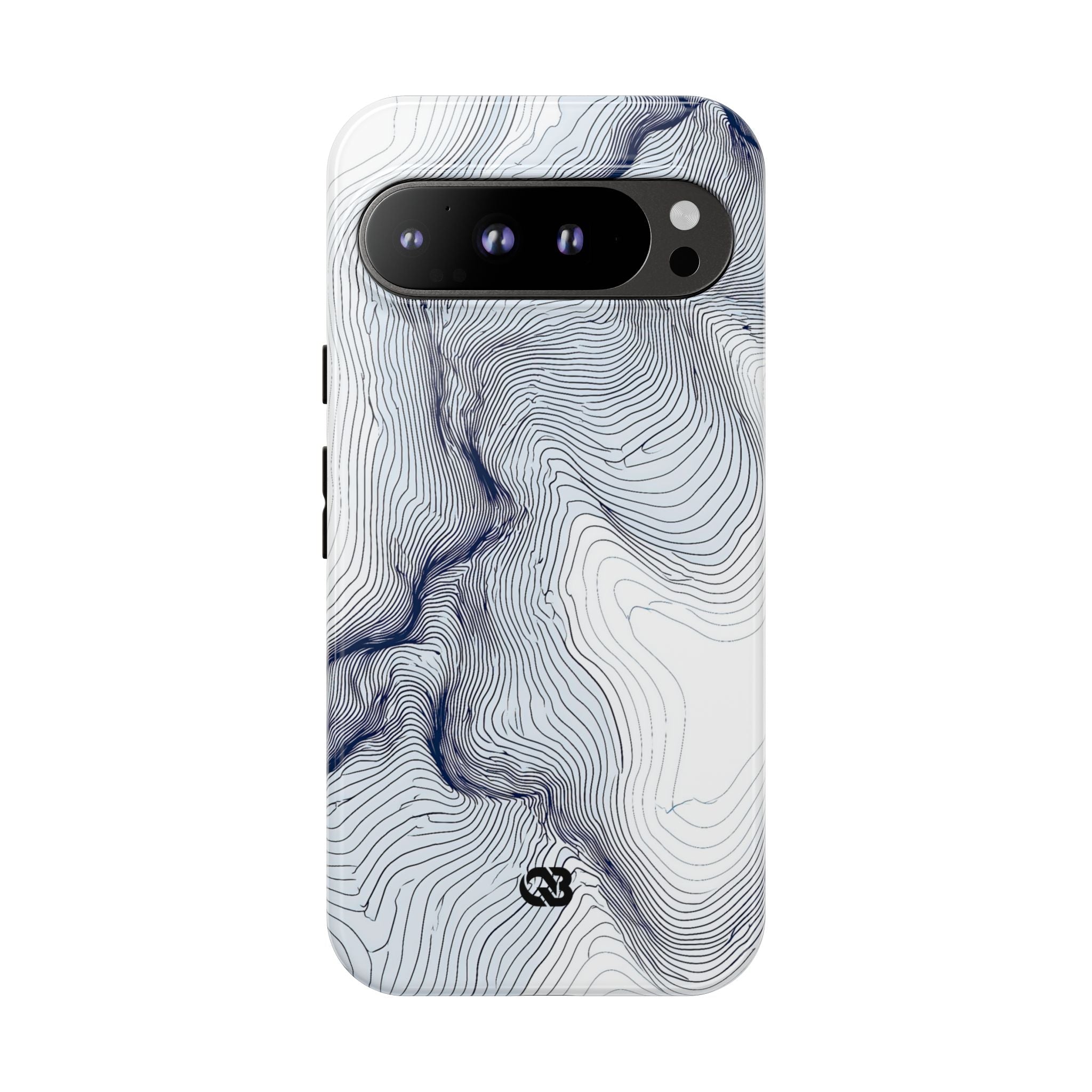 White Tough Phone Case for Google Pixel - Nordic Ridge Topo