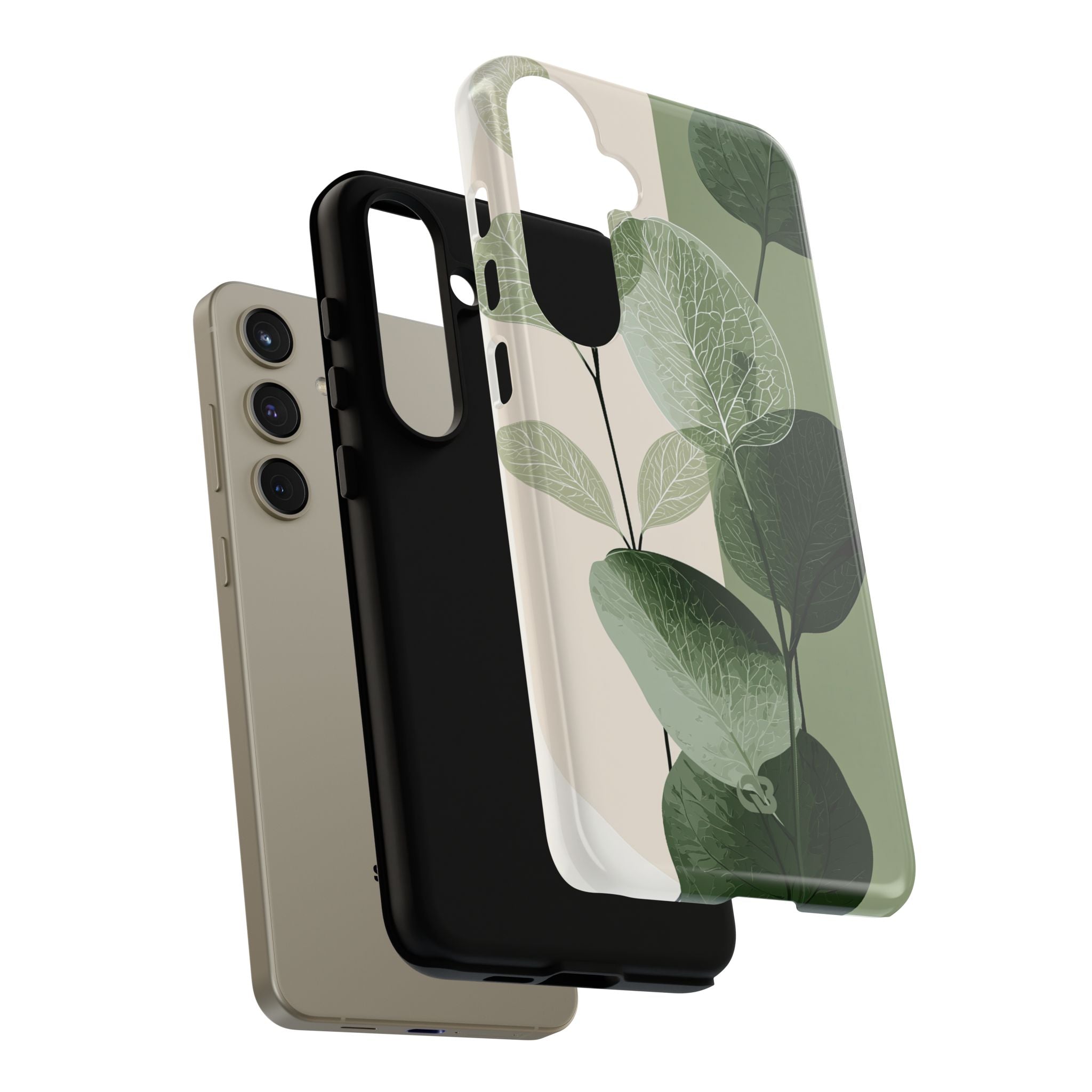 Green Tough Phone Case for Samsung - Sage Leaf Skeletals