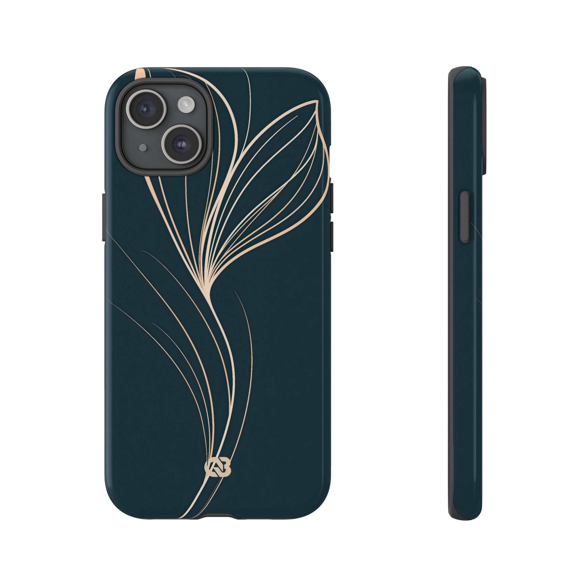 Teal Tough Phone Case for iPhone - Sandstone Silk Flora