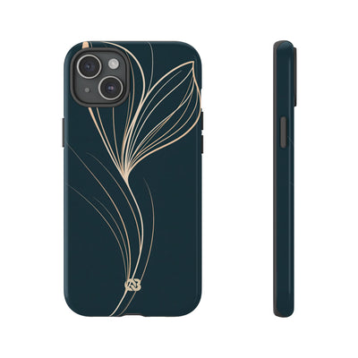 Teal Tough Phone Case for iPhone - Sandstone Silk Flora