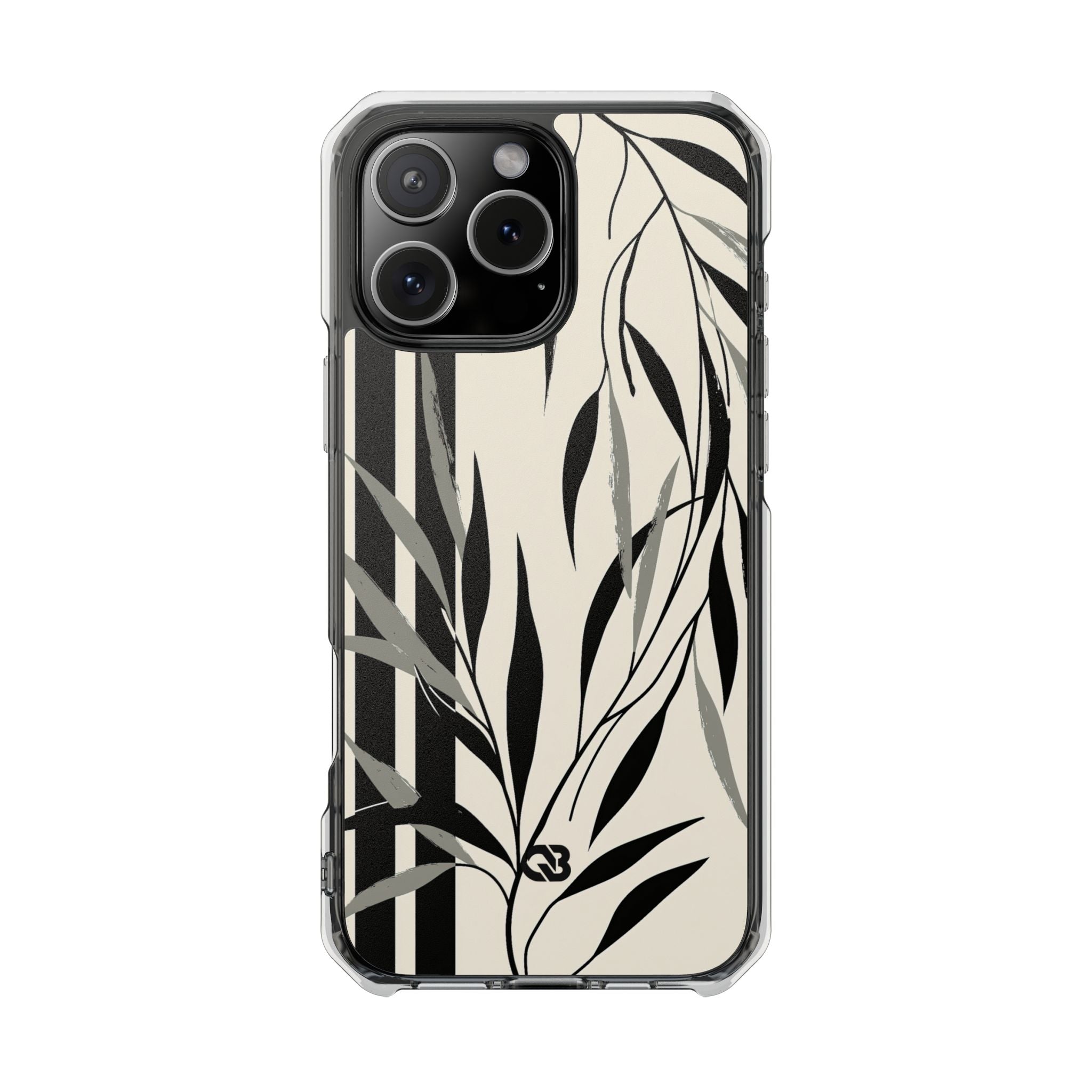 Beige Impact MagSafe Phone Case for iPhone - Soot Leaf Sketch