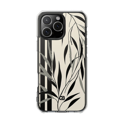 Beige Impact MagSafe Phone Case for iPhone - Soot Leaf Sketch
